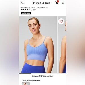 Fabletics Seamless Midi Bra Periwinkle